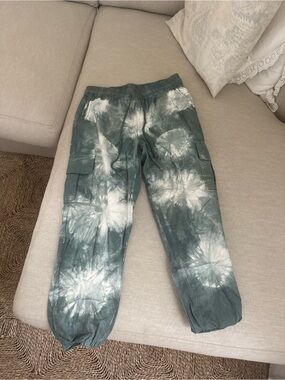 Promesa Green & White Tie-Dye Cargo Joggers